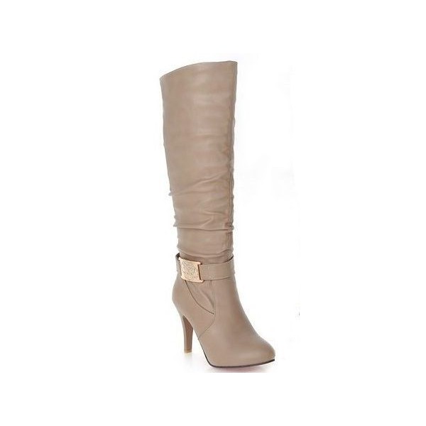 Bottes, beiges, aspect cuir mate, hauts talons, 9 cm, petites pointures, Kiliane