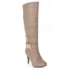 Bottes, beiges, aspect cuir mate, hauts talons, 9 cm, petites pointures, Kiliane