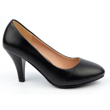 Escarpins aspect cuir mate, noires, talons 8 cm, Vahe