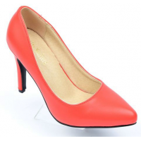 Escarpins femmes petites pointures, talons 9 cm, rouges corail, mates, Oxana