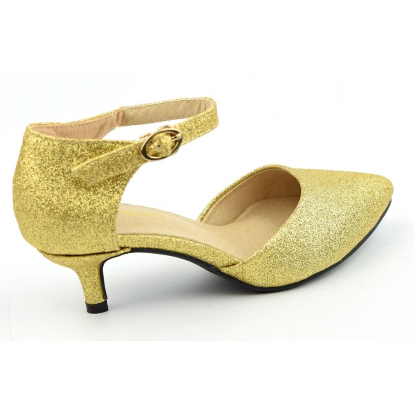 Talons Habillés Nine West Dorés Pailletés Taille 9.5 - Occasion - Style Pump Pointu