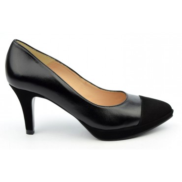 Escarpins plateforme, cuir noire, Yves de Beaumond, femmes petites pointures, 8608, Talon 7,5 cm