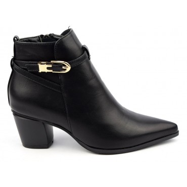 Bottines, bouts pointus, aspect cuir mate noire, pointure 34, kaolia