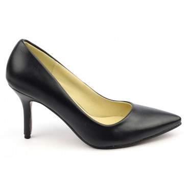 Escarpins aspect cuir mate noire, talons 8 cm, dania, pointure 34