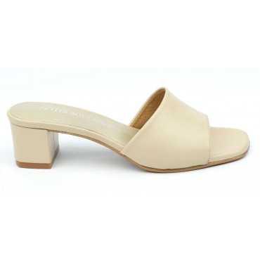 Mules cuir mat, beiges, Salta, F2148, Brenda Zaro