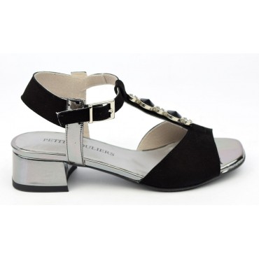 Sandales cuir daim, noires, Adela, F2047A, Brenda Zaro