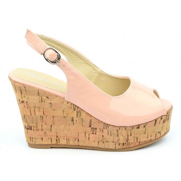 Chaussures, talons compensés, bouts ouverts, beige rosé, Dianye, femme petite pointure