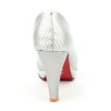 Escarpins peep toe aspect croco verni, argent, bouts ouvert, Jaffa