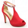 Sandales habillées strass, nubuck, rouges, Mainly, femme petite pointure