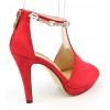 Sandales habillées strass, nubuck, rouges, Mainly, femme petite pointure