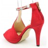 Sandales habillées strass, nubuck, rouges, Mainly, femme petite pointure