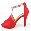 Sandales habillées strass, nubuck, rouges, Mainly, femme petite pointure