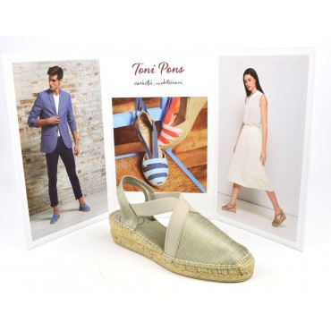 Espadrilles, sandales compensées, soie sauvage, satinée or, Vic, Toni Pons