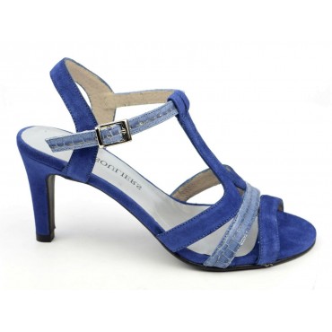 Sandales cuir daim, bleues, F2145, Maolta, Brenda Zaro