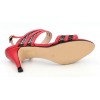 Sandales cuir mat rouge et cuir résille noires, MI-507, Yves de Beaumond