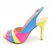 Sandales, cuir mat tricolores, rose, jaune et bleu,  MI-550 , Yves de Beaumond