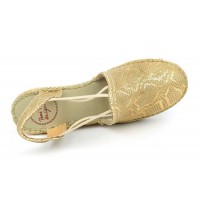Espadrilles sandales compensées, cuir motif reptile or et bronze, Torino-LY , Toni Pons