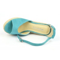 Sandales compensées, aspect daim, bleu turquoise, Delphinette , femme petites pointures