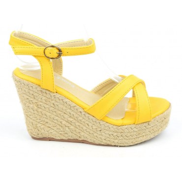 Sandales compensées, aspect cuir mat, jaunes, Lodeline , femme petites pointures