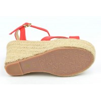 Sandales compensées, aspect cuir mat, rouge corail, Lodeline , femme petites pointures