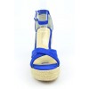 Sandales compensées, aspect daim, bleu royal, Maisila , femme petites pointures