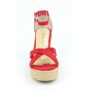 Sandales compensées, aspect daim, rouges, Maisila , femme petites pointures