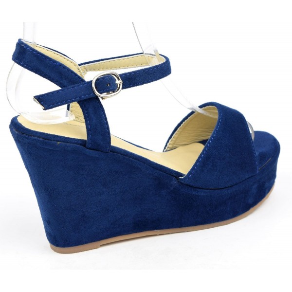 Chaussures Compensées Oxford Oliver Clark Bleu Daim Pointure 9 Femme - Neuf Sans Boîte