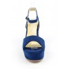 Sandales compensées, aspect daim, bleu marine, Noram , femme petite pointure