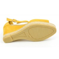 Espadrilles, sandales compensées, cuir daim, jaunes, Anna-GA, Toni Pons