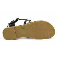 Sandales tropéziennes, aspect cuir mat noire, petites pointures