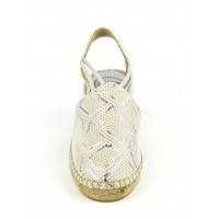 Espadrilles sandales compensées, cuir motif reptile argent, Torino-LY , Toni Pons