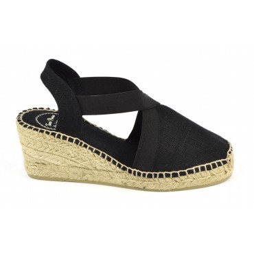 Espadrilles, sandales compensées, toile, noire , Toni Pons, Ter