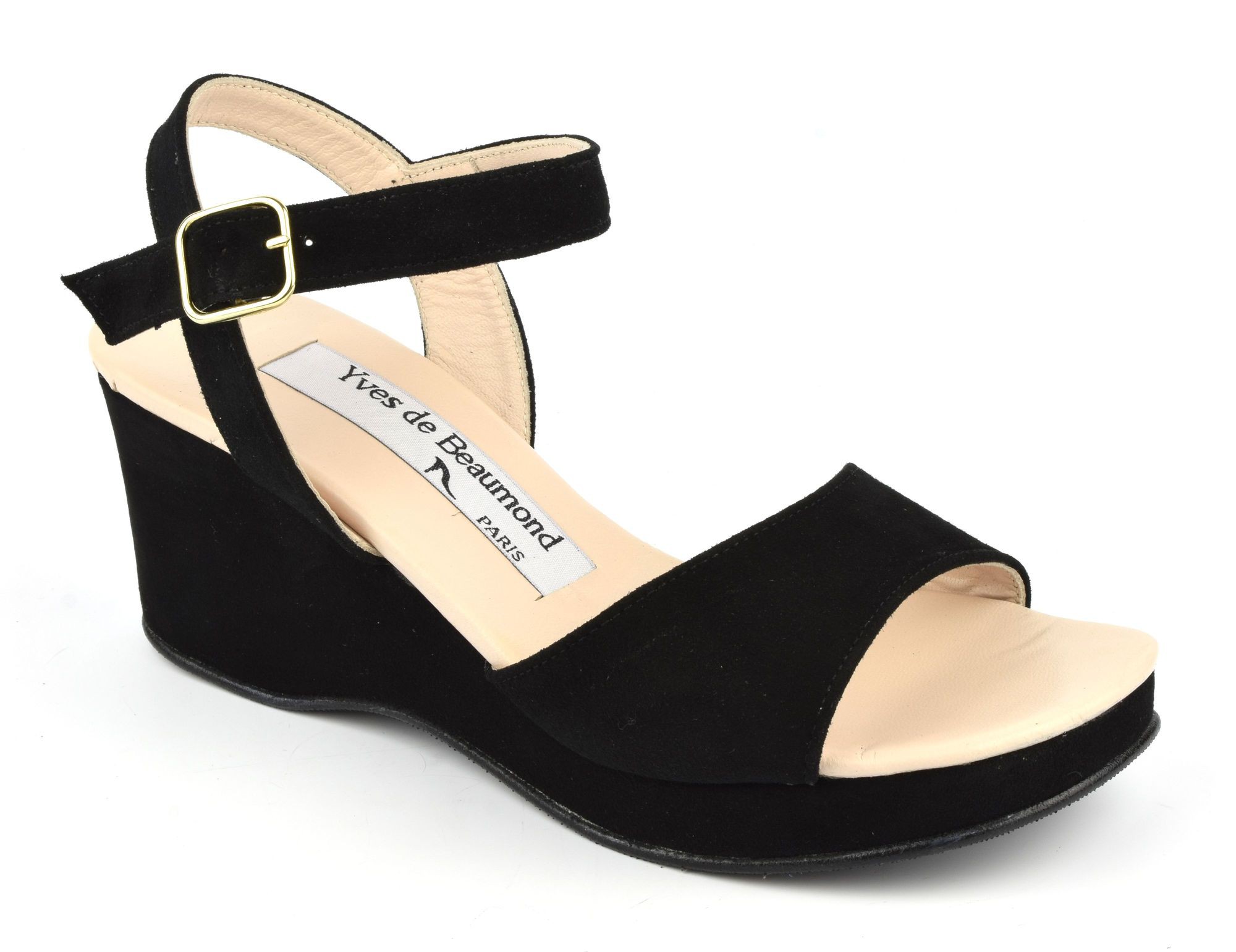 sandale talon bois marron