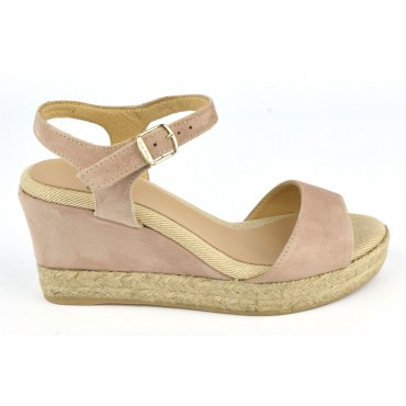 Espadrilles, sandales compensées, cuir daim, nude,  Agnes-GS, Toni Pons