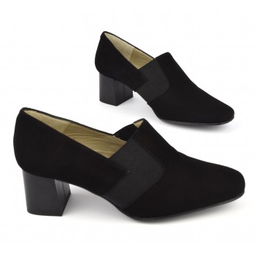 Mocassins, velour noir, F2343