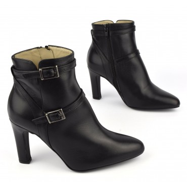 Bottines cuir mat noir, F2398