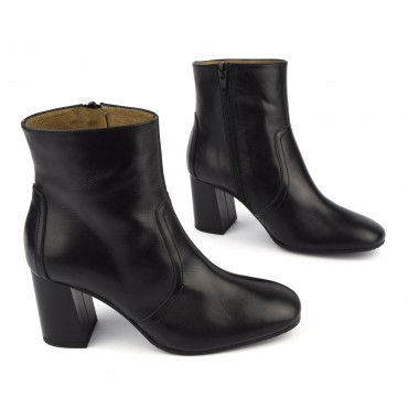 Bottines cuir mat noir, F2437