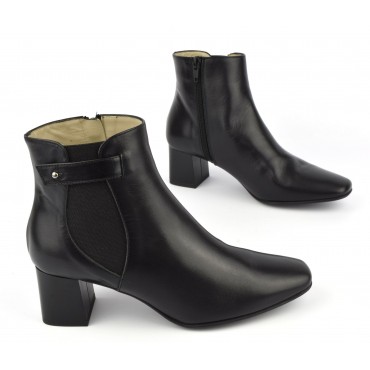 Bottines cuir mat noir, F2344