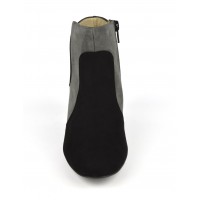 Boots bicolores cuir daim, noir et gris, F2366