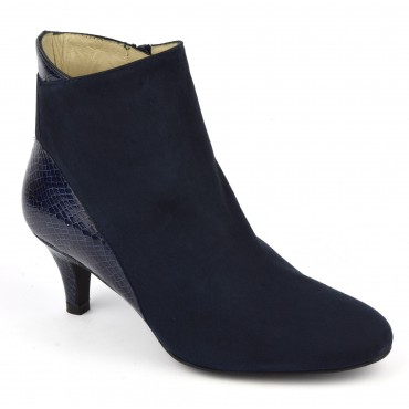 Bottines, cuir daim, bleu marine, F2407