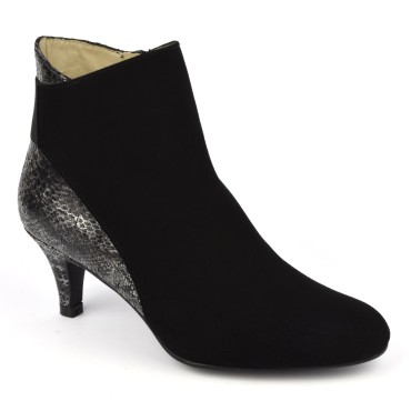 Bottines, cuir daim, noir, F2407