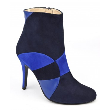 Bottines hauts taloins, cuir daim bleu, MI-408