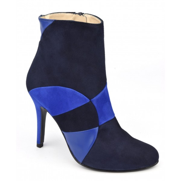 Bottines hauts taloins, cuir daim bleu, MI-408