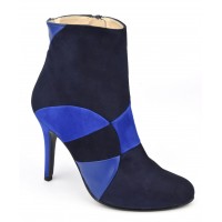 Bottines hauts taloins, cuir daim bleu, MI-408