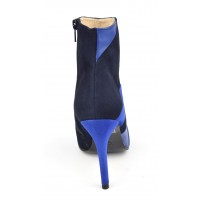 Bottines hauts taloins, cuir daim bleu, MI-408