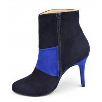 Bottines hauts taloins, cuir daim bleu, MI-408