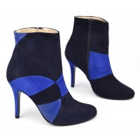 Bottines hauts taloins, cuir daim bleu, MI-408