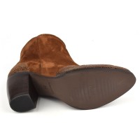 Bottines style country, cuir daim marron, 5686, Plumers