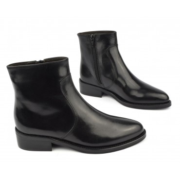 Bottines style cavalières, cuir mat noir, 5612, Plumers