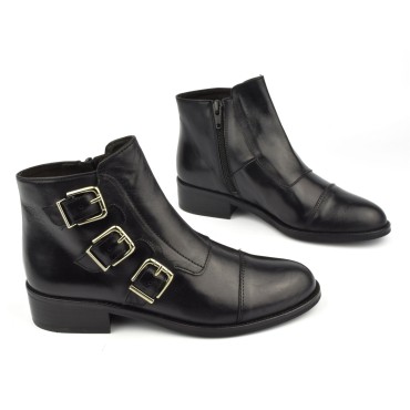 Bottines style rock, cuir mat noir, 5583, Plumers